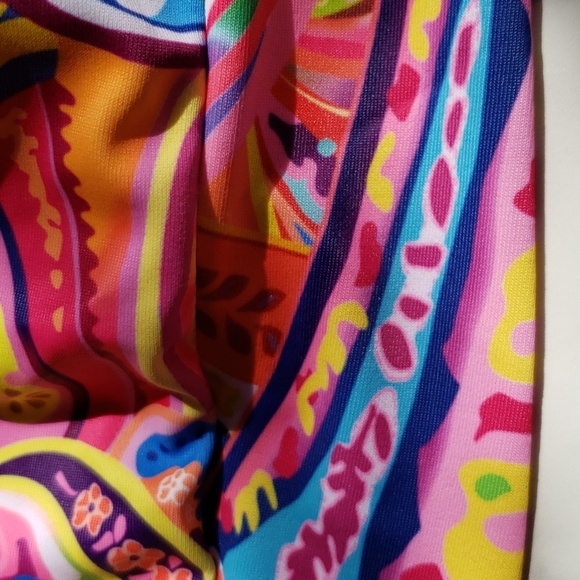 Chenghe Bandeau Blouson Tankini Top High Waisted Bottom Paisley Print Set Size M - Picture 7 of 13